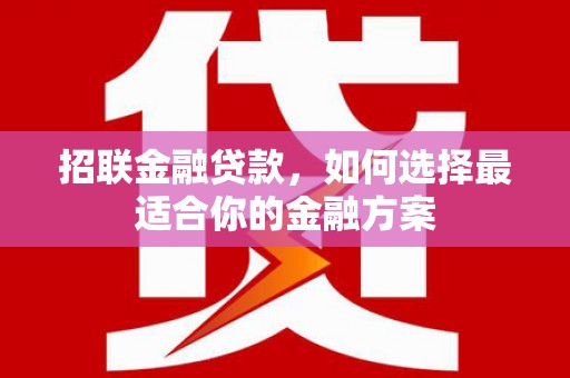 西岗招联金融贷款，如何选择最适合你的金融方案