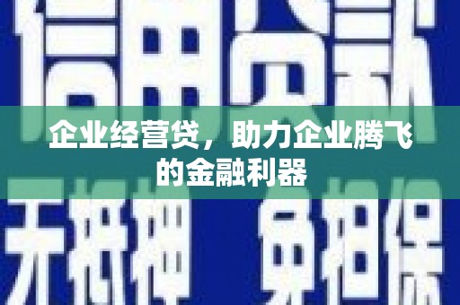 西岗企业经营贷，助力企业腾飞的金融利器
