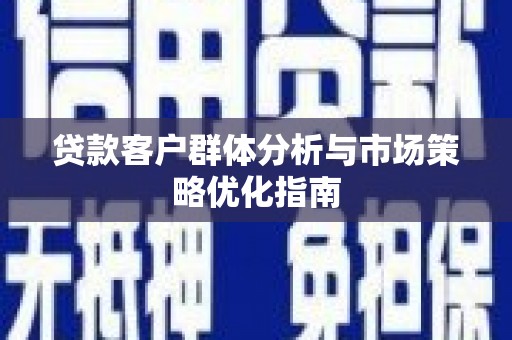 西岗贷款客户群体分析与市场策略优化指南