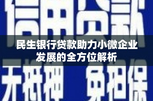 西岗民生银行贷款助力小微企业发展的全方位解析