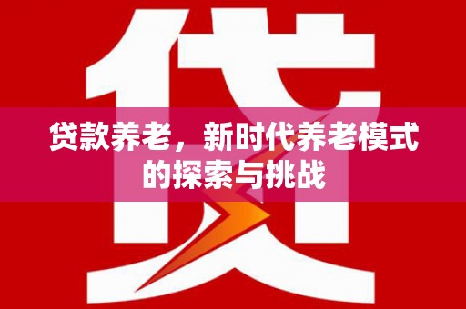 西岗贷款养老，新时代养老模式的探索与挑战
