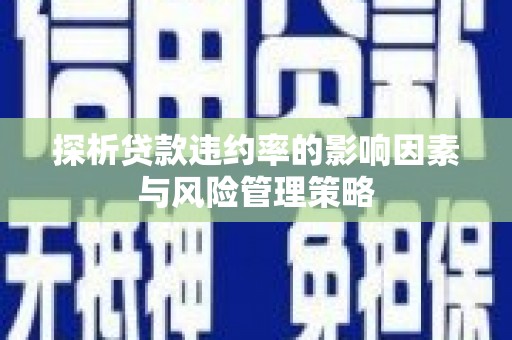 西岗探析贷款违约率的影响因素与风险管理策略