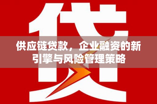 西岗供应链贷款，企业融资的新引擎与风险管理策略