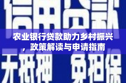 西岗农业银行贷款助力乡村振兴，政策解读与申请指南