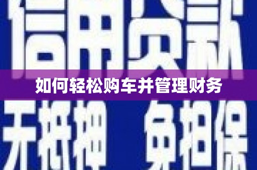 西岗如何轻松购车并管理财务